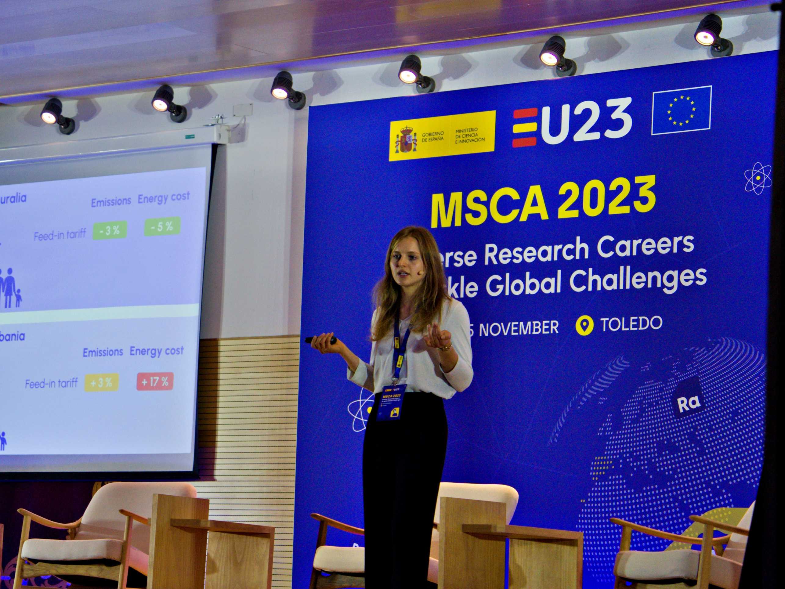 Linda at the MSCA science-policy pitch competition 2023
